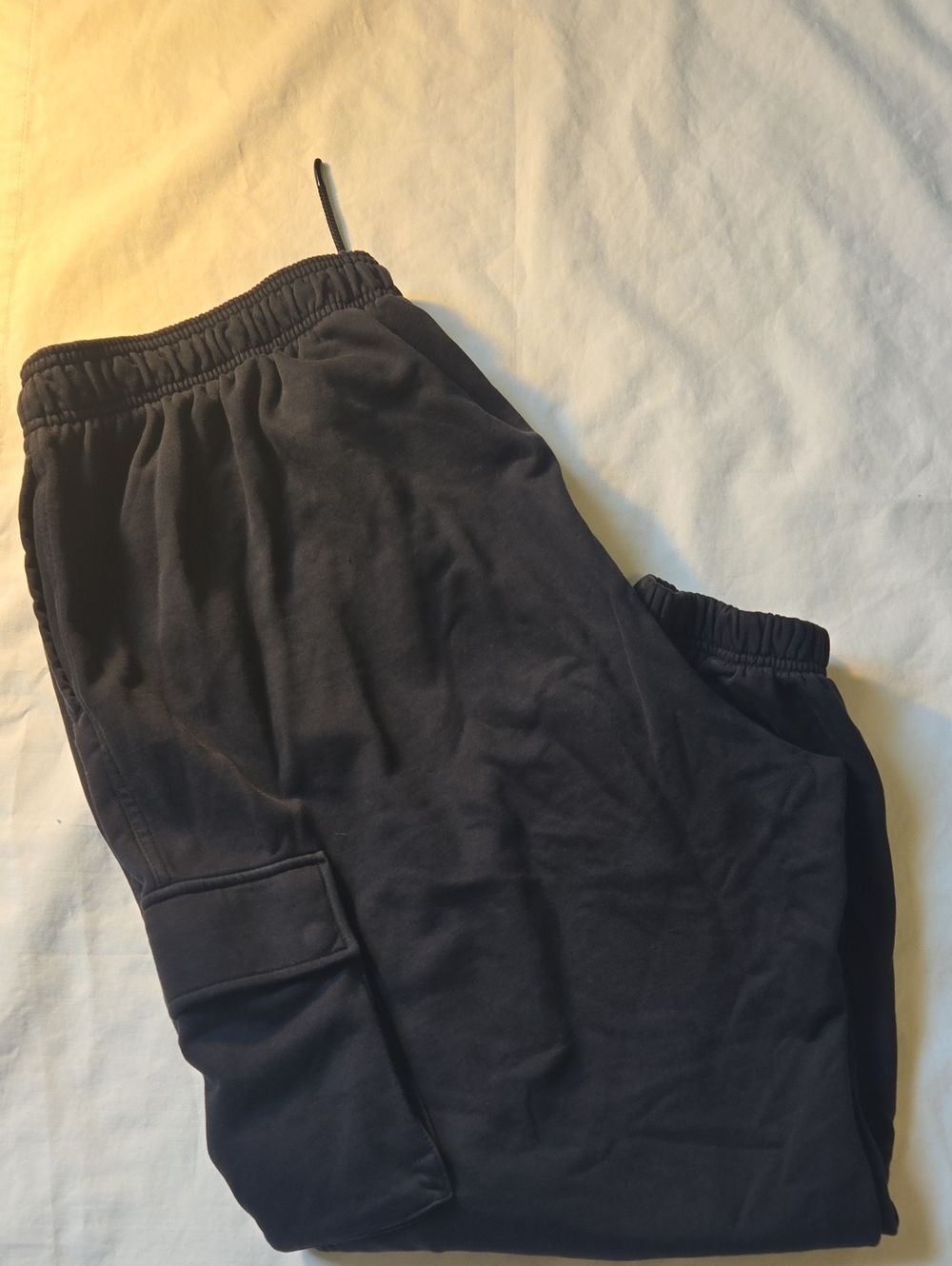 FALLETICS Black Elastic-Waist Cargo Jogger Pants